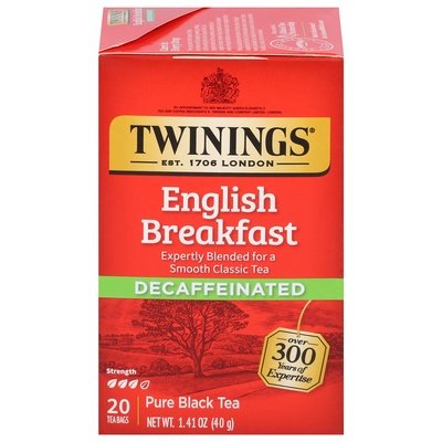 Twinings Black Tea Decaffeinated English Breakfast Pure Tea Bags 6/20 Bag [UNFI #0170019] [ebt]
