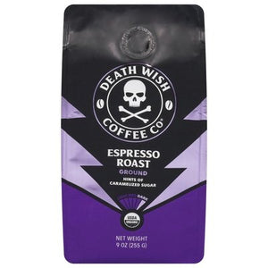 Death Wish Coffee Coffee Ground Dark Espresso Roast 6/9 OZ [UNFI #2950541] [ebt]