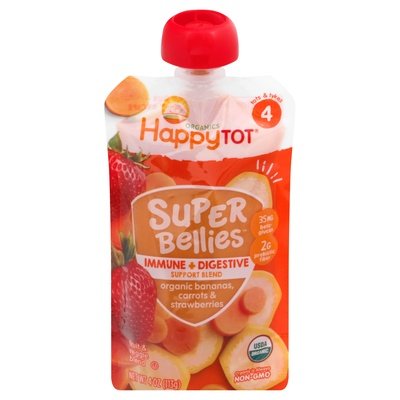Happy Tot Fruit & Veggie Blend Organic Bananas Carrots & Strawberries 4 Tots & Tykes 16/4 OZ [UNFI #2532760] [ebt]