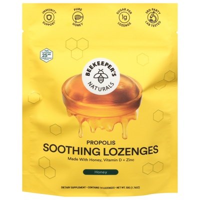 Beekeepers Naturals Soothing Lozenges Propolis Honey 1/1.76 OZ [UNFI #2747012] T