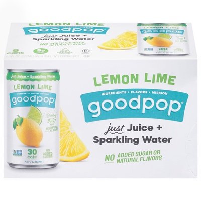 Goodpop Juice + Sparkling Water Lemon Lime 4/6/7.5 OZ [UNFI #2984052] [ebt] T