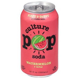 Culture Pop Soda Probiotic Soda Watermelon & Lime Fizzy & Gutsy 12/12 OZ [UNFI #2820868] [ebt] T