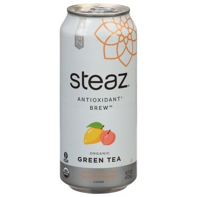 Steaz Green Tea Organic Zero Calorie Peach Mango Antioxidant Brew 12/16 OZ [UNFI #772061] [ebt]