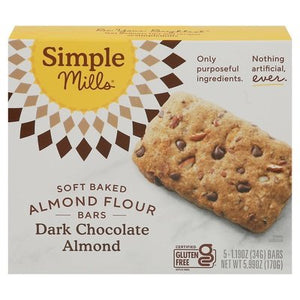 Simple Mills Almond Flour Bars Dark Chocolate Almond Soft Baked 6/5.99 OZ [UNFI #2456929] [ebt]