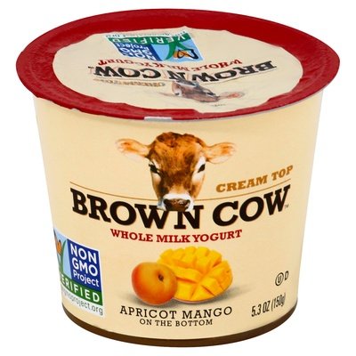 Brown Cow Yogurt Whole Milk Apricot Mango on the Bottom Cream Top 12/5.3 OZ [UNFI #2068658] [ebt]