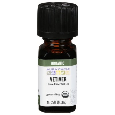 Aura Cacia Pure Essential Oil Organic Vetiver Grounding 1/.25 OZ [UNFI #326207] T