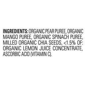 Happy Tot Fruit & Veggie Blend Organic Pears Mangos Spinach & Chia Super Foods 4 (2+ Years) 16/4.22 OZ [UNFI #209791] [ebt]