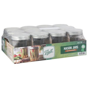 Ball Canning Mason Jars Wide Mouth Pint 1/12/16Oz [UNFI #0105999] T