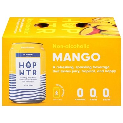 Hop Wtr Sparkling Hop Water Mango Non-Alcoholic 4/6/12 OZ [UNFI #2821759] [ebt] T