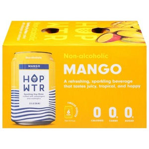 Hop Wtr Sparkling Hop Water Mango Non-Alcoholic 4/6/12 OZ [UNFI #2821759] [ebt] T
