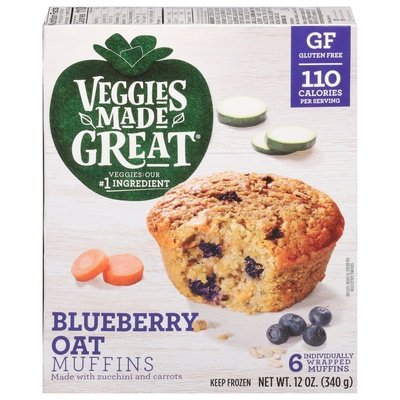 Veggies Made Great Muffins Blueberry Oat 6ct 8/12 OZ [UNFI  #2321230]