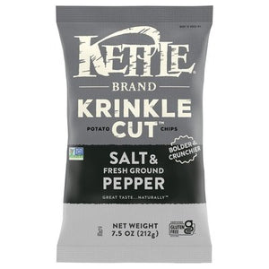 Kettle Brand Potato Chips Salt & Fresh Ground Pepper Krinkle Cut 12/7.5 OZ [UNFI #2895241] [ebt]