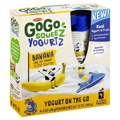 Gogo Squeez Yogurtz Lowfat Banana 4-Pack 12/4/3 OZ [UNFI #1897552] [ebt]