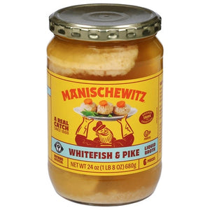 Manischewitz Whitefish & Pike In Liquid Broth 12/24 oz [UNFI #0864660 ] [ebt]