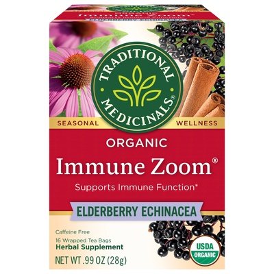 Traditional Medicinals Herbal Supplement Organic Immune Zoom Elderberry Echinacea Tea Bags 6/16 BAG [UNFI #2819720] [ebt]