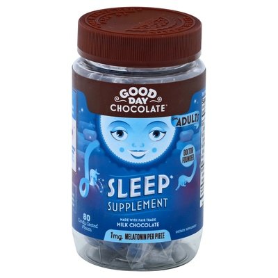 Good Day Chocolate Sleep Supplement Candy Coated Pieces For Adults 80 CT [UNFI #2315521] T