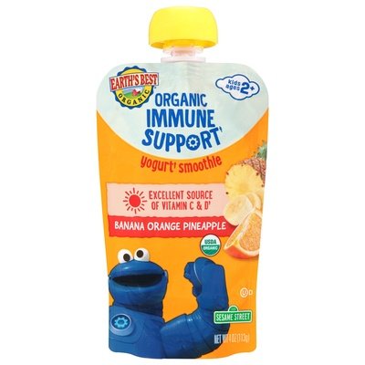 Earths Best Yogurt Smoothie Immune Support Banana Orange Pineapple Kids Ages 2+ 12/4 OZ [UNFI #2996023] [ebt]