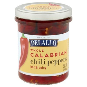 Delallo Chili Peppers Whole Calabrian Hot & Spicy 6/6 OZ [UNFI #1923697] [ebt]