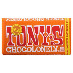 Tonys Chocolonely Milk Chocolate Caramel Sea Salt Belgian 15/6.35 OZ [UNFI #2377547] [ebt] T