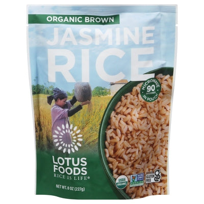 Lotus Foods Jasmine Rice Organic Brown 6/8 OZ [UNFI #2650075] [ebt]