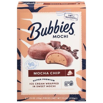 Bubbies Hawaii Mochi Ice Cream Mocha Chip 8/7.5 OZ [UNFI  #2937712]