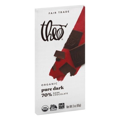 Theo Chocolate Pure Dark 70% Dark Chocolate Organic 12/3 OZ [UNFI #892539] [ebt] T