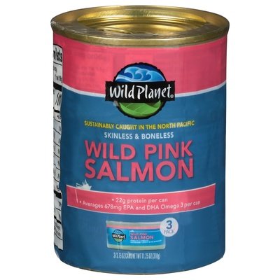 Wild Planet Salmon Wild Pink Skinless & Boneless 3 Pack 12/3/3.75 Z [UNFI #2926517] [ebt]
