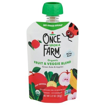 Once Upon A Farm Fruit & Veggie Blend Organic Green Kale & Apples 8/3.2 OZ [UNFI #2134732] [ebt]