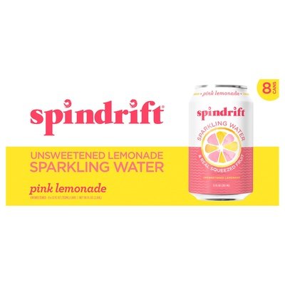 Spindrift Sparkling Water Pink Lemonade Unsweetened 3/8/12 OZ [UNFI #2814127] [ebt] T