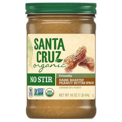 Santa Cruz Organic Peanut Butter Spread Dark Roasted Crunchy No Stir 6/16 OZ [UNFI #2915023] [ebt]