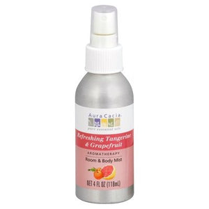 Aura Cacia Aromatherapy Mist Room & Body Refreshing Tangerine & Grapefruit 1/4 OZ [UNFI #455493] T
