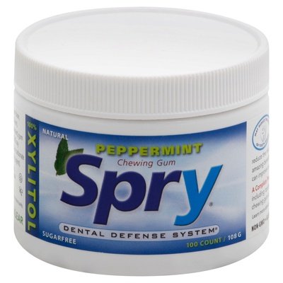 Spry Chewing Gum Sugarfree Peppermint 100 CT [UNFI #1710037] [ebt] T