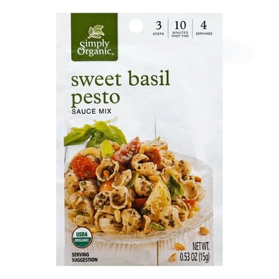 Simply Organic Sauce Mix Sweet Basil Pesto 12/.53 OZ [UNFI #916700] [ebt]