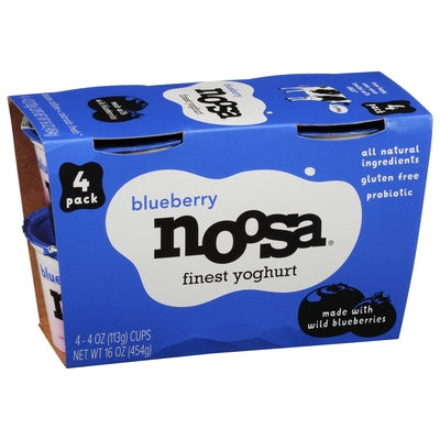 Noosa Finest Yoghurt Blueberry 4 Pack 6/4/4 OZ [UNFI #1621341] [ebt]
