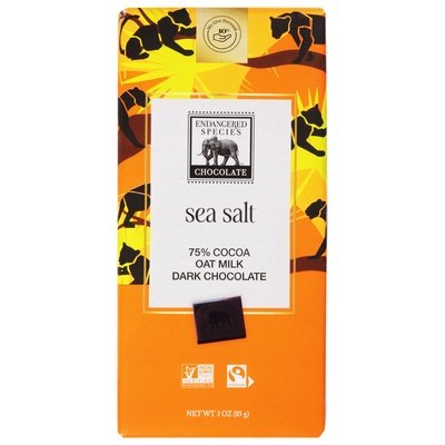 Endangered Species Chocolate Dark Chocolate Sea Salt Oat Milk 75% Cocoa 12/3 OZ [UNFI #2659084] [ebt] T