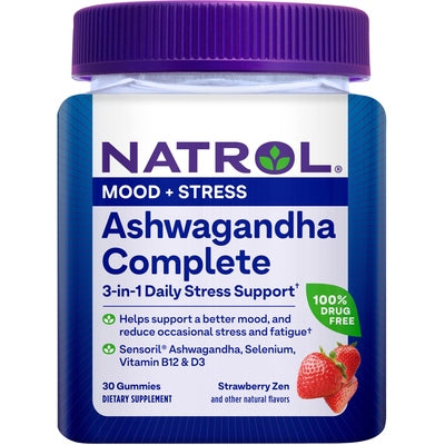 Natrol Ashwagandha Complete Mood + Stress Gummies Strawberry Zen 1/30 CT [UNFI-CARLISLE #3096765]