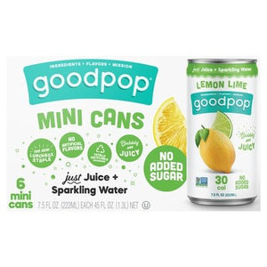 Goodpop Juice + Sparkling Water Lemon Lime Mini Cans 4/6/7.5 OZ [UNFI #2984045] [ebt] T