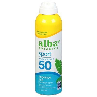 Alba Botanica Sunscreen Spray Sport Fragrance Free Broad Spectrum SPF 50 5 OZ [UNFI #2927044] T