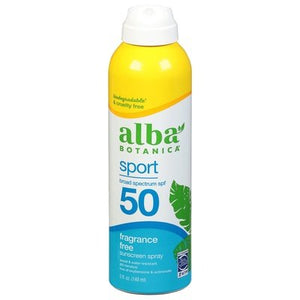 Alba Botanica Sunscreen Spray Sport Fragrance Free Broad Spectrum SPF 50 5 OZ [UNFI #2927044] T