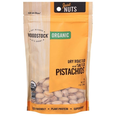Woodstock Pistachios Organic Dry Roasted And Salted 8/7 OZ [UNFI #1081892] [ebt]