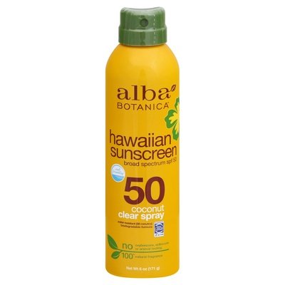 Alba Botanica Hawaiian Sunscreen Coconut Clear Spray Broad Spectrum SPF 50 5 OZ [UNFI #2927093] T