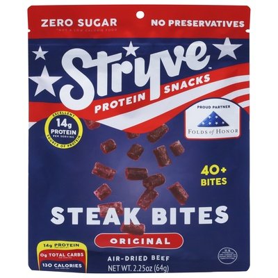 Stryve Foods Steak Bites Original Protein Snacks 8/2.25 OZ [UNFI #3048675] [ebt]