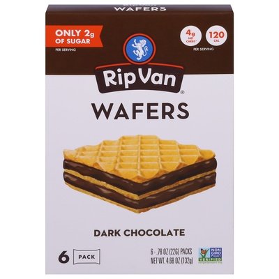 Rip Van Wafels Wafers Dark Chocolate 6 Pack 6/4.68 OZ [UNFI #2932382] [ebt]