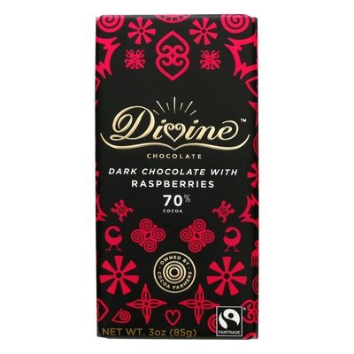 Divine Chocolate Dark Chocolate With Raspberries 12/3 OZ [UNFI #2398477] [ebt] T