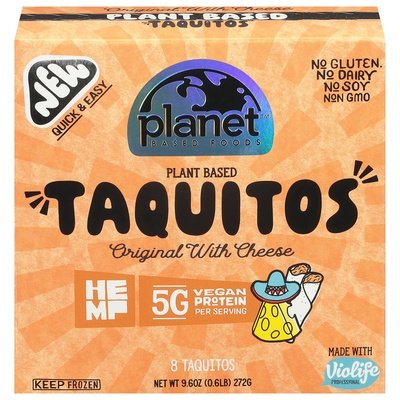 Planet Based Foods Taquitos Original Cheese 8/9.6 OZ [UNFI  #2901858]