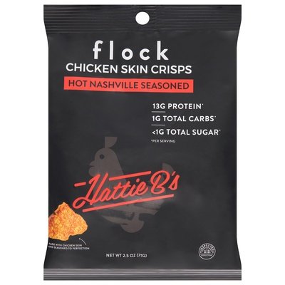 Flock Chicken Skin Crisps Hot Nashville Seasoned 8/2.5 OZ [UNFI #2926079] [ebt]