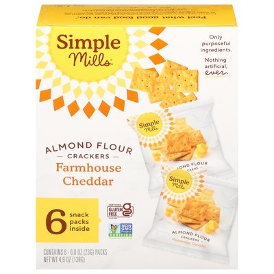 Simple Mills Crackers Almond Flour Farmhouse Cheddar 6/4.90 OZ [UNFI #2272961] [ebt]