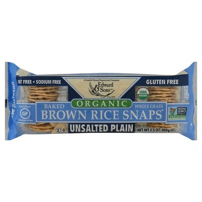Edward & Sons Brown Rice Snaps Organic Unsalted Plain 12/3.5 OZ [UNFI #436089] [ebt]