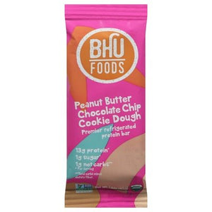 Bhu Protein Bar Peanut Butter Chocolate Chip Cookie Dough 8/1.6 OZ [UNFI #2422186] [ebt]