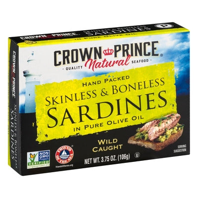 Crown Prince Sardines In Pure Olive Oil Skinless & Boneless 12/3.75OZ [UNFI #0656348] [ebt]